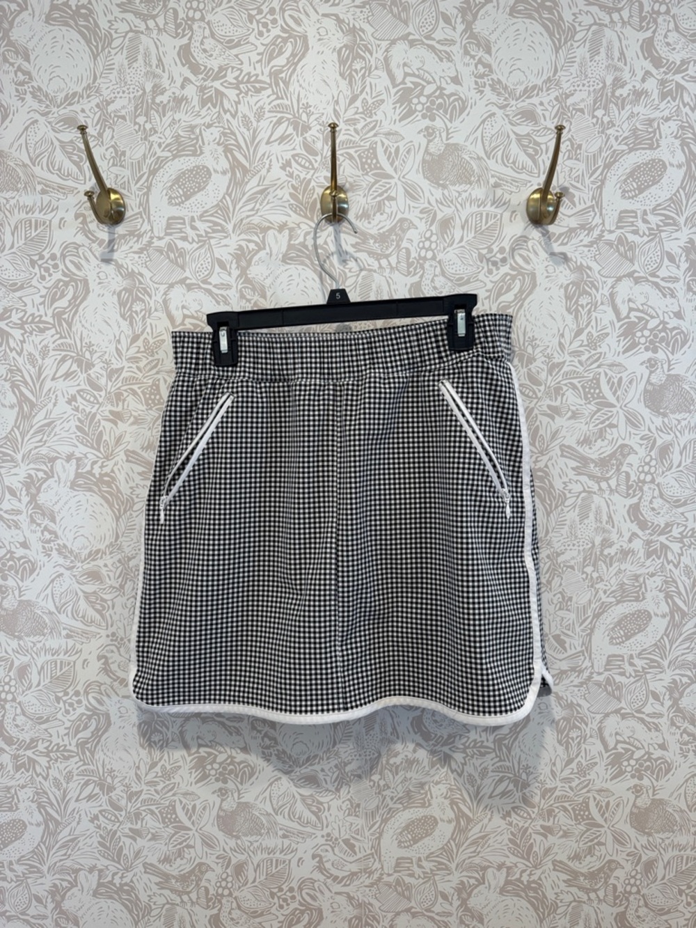 Talbots Black & White Gingham Skirt with Trim